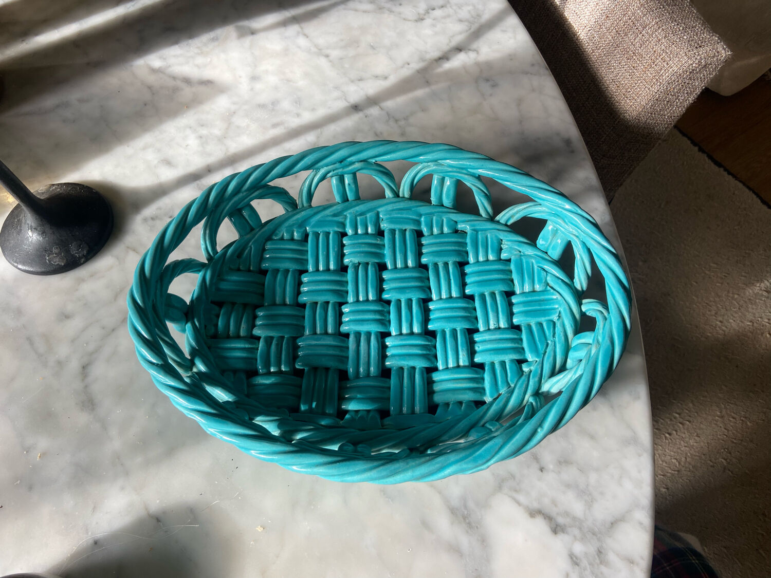 Vintage Vallauris woven ceramic dish