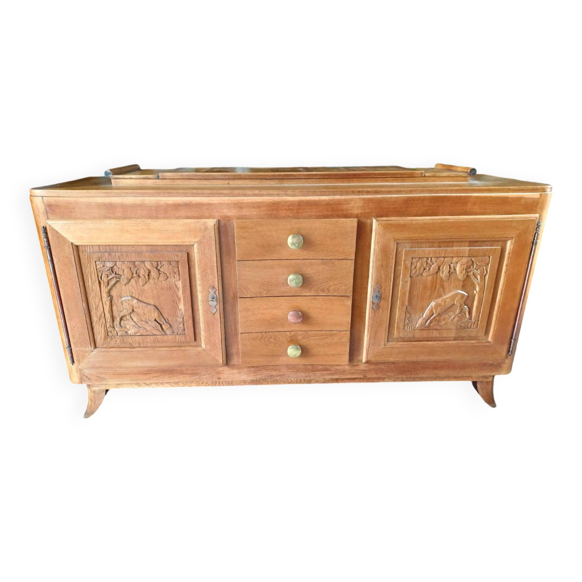 Brutalist design solid oak sideboard circa 1930-1940 - Art Deco
