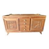 Brutalist Design Solid Oak Sideboard circa 1930-1940 - Art Deco