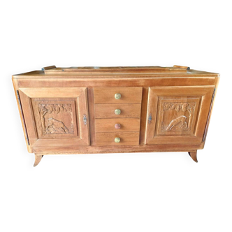 Design Brutaliste buffet en enfilade en chêne massif vers 1930-1940 - Art déco
