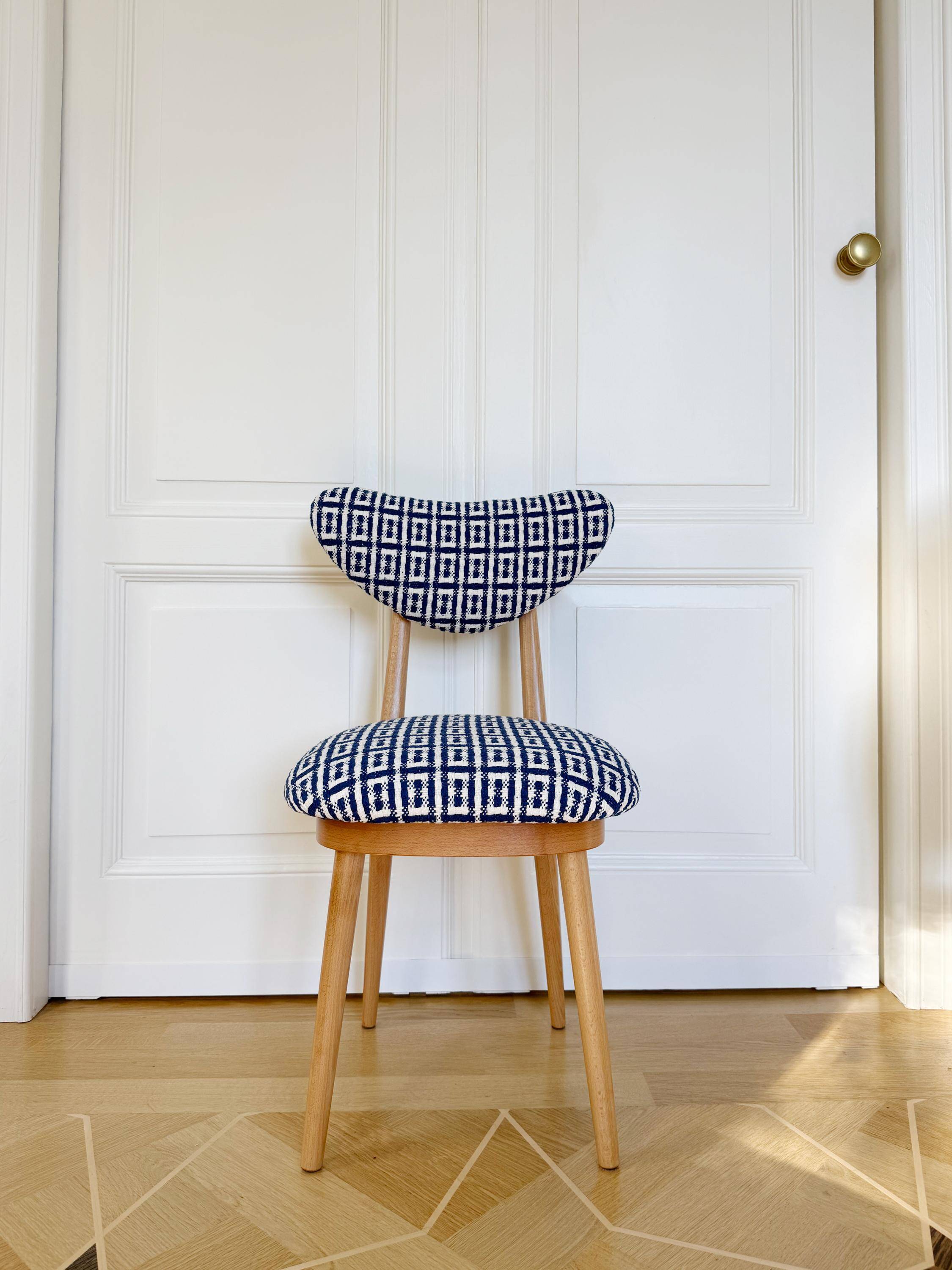 Heart-shaped chair mid-century in jacquard Hsh Home Sweet Home by Dedar, Europe, 1960s