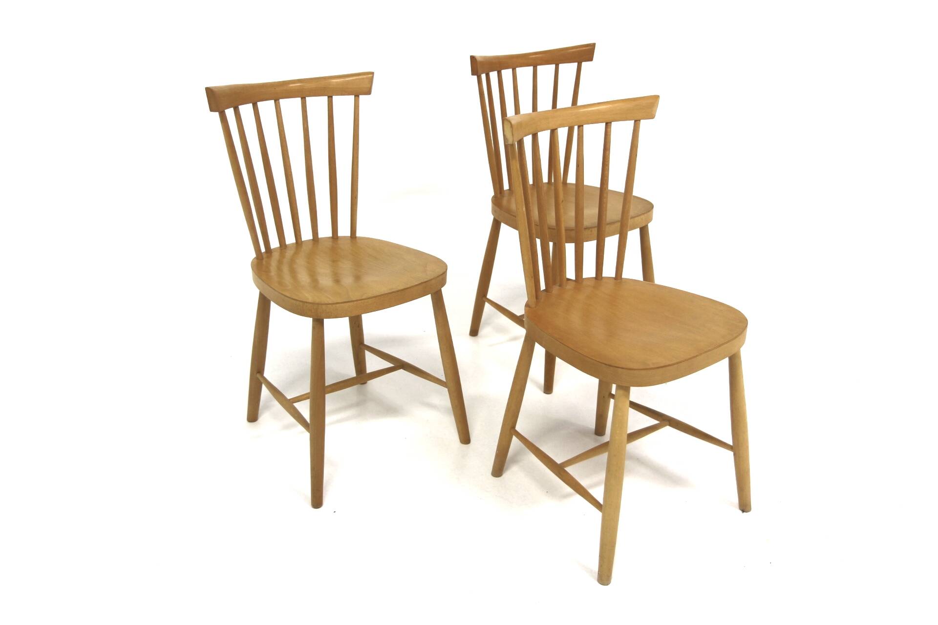 Set of 3 Scandinavian "Pinnstol" chairs, Lammhult Sweden, 1960