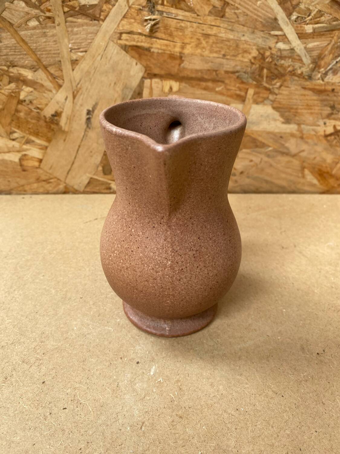 Antique VILLENAUXE Champagne Pitcher in Beige Ceramic Vintage