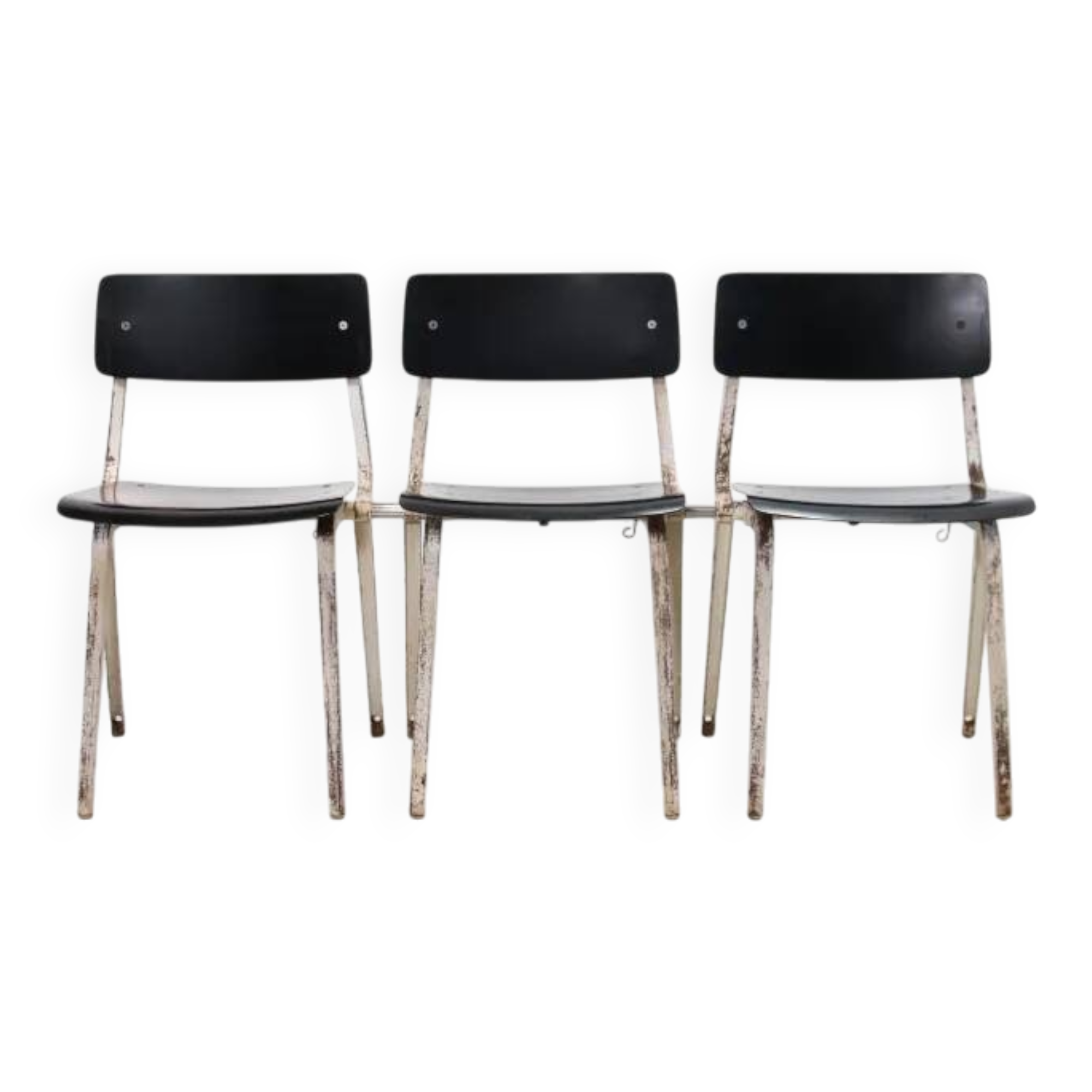 Ensemble de six rares chaises de théâtre Revolt empilables et pliables Friso Kramer