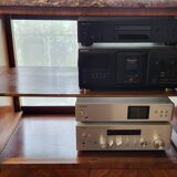 High sideboard in rosewood and marble slab, Louis XVI style, French