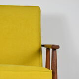 Original vintage armchair "FOX", designer Henry Lis, 1970s, fully restored, yellow