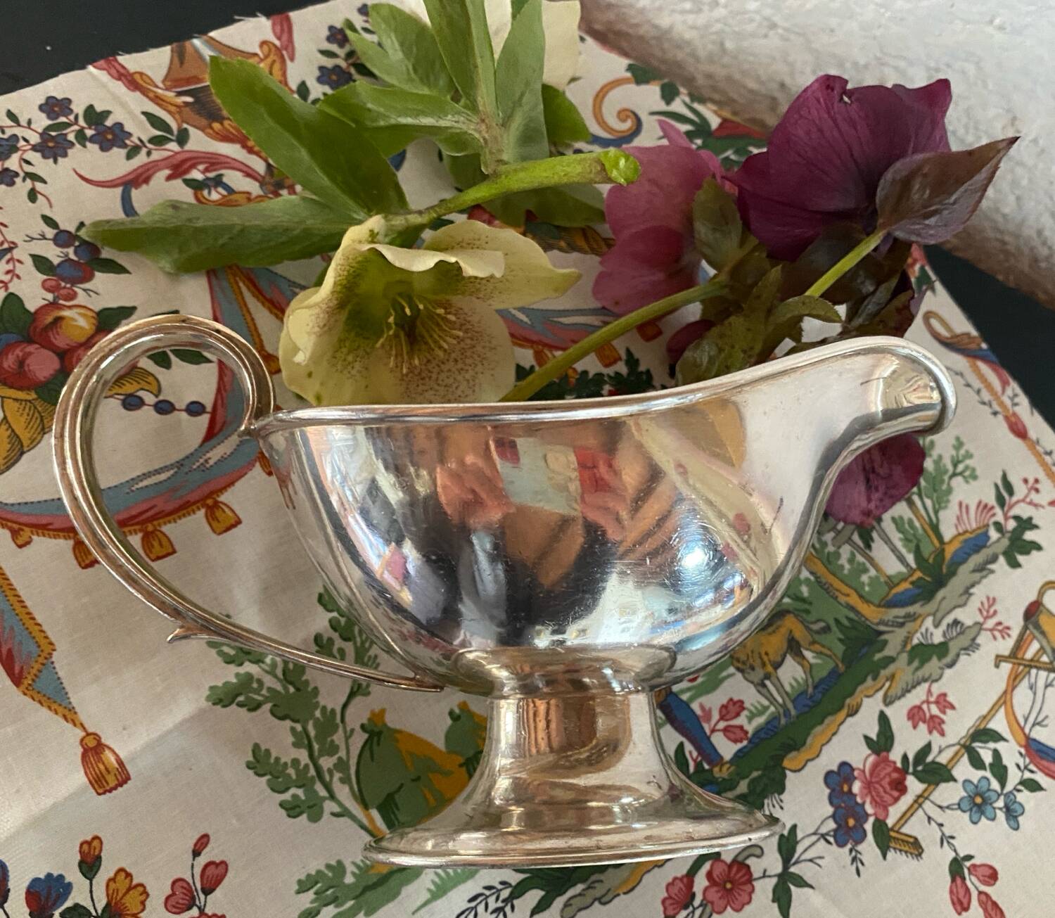 Antique silver-plated gravy boat stamped Birks