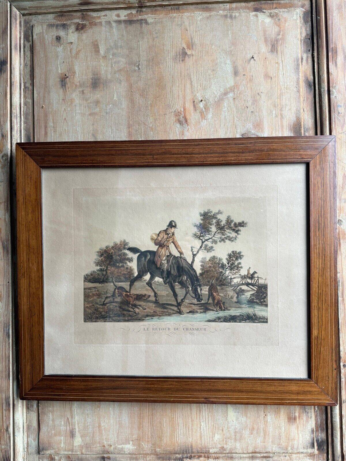 Engraving The Return of the Hunter by C. Vernet early 20th century