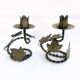 Pair of handcrafted wrought iron candlesticks vintage foliage