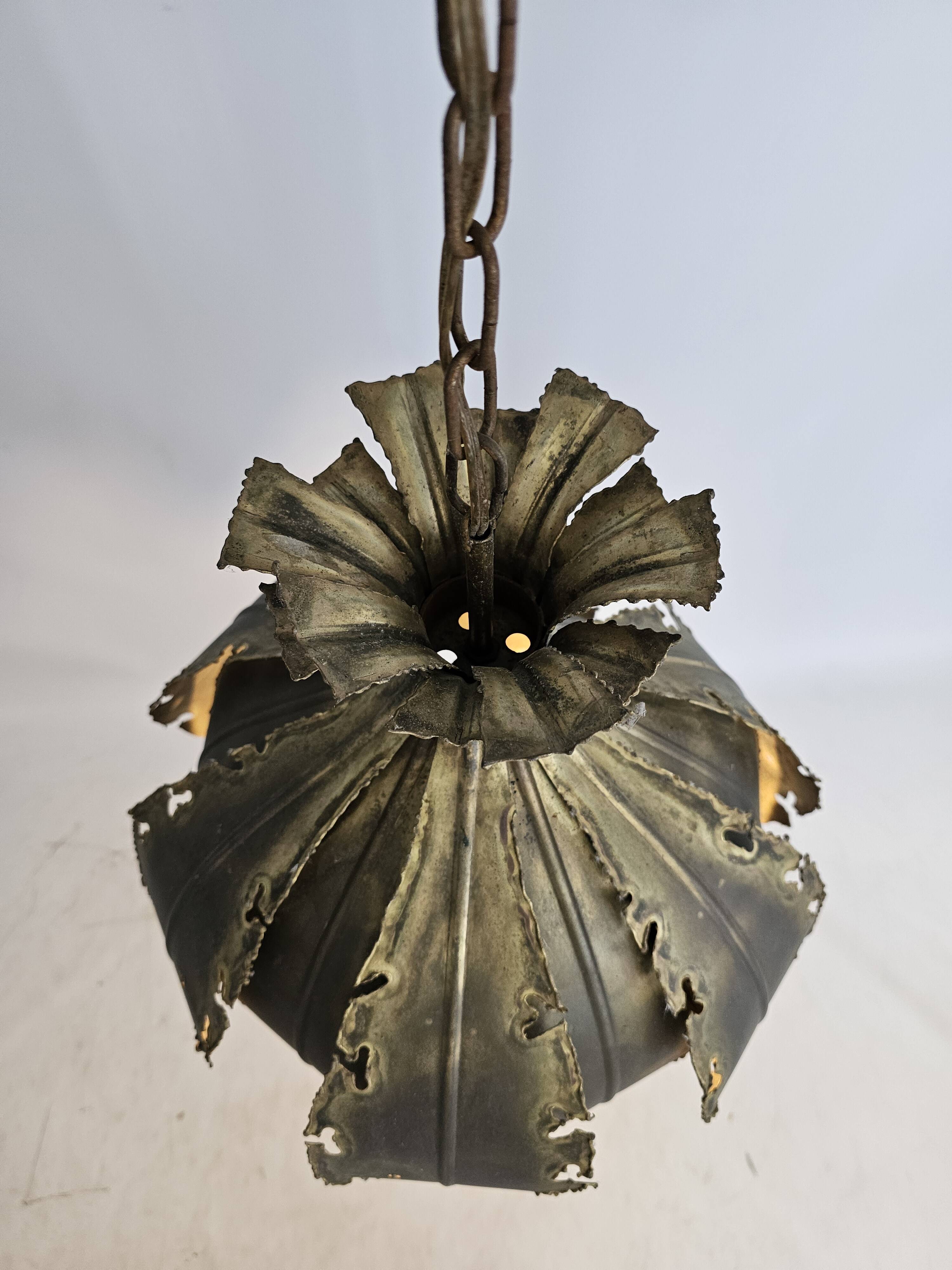 Svend Aage Holm Sørensen hanging lamp copper leaves brutalist