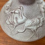 Large vase in German pottery from the mid-century with a crane ornament from Cortendorf.