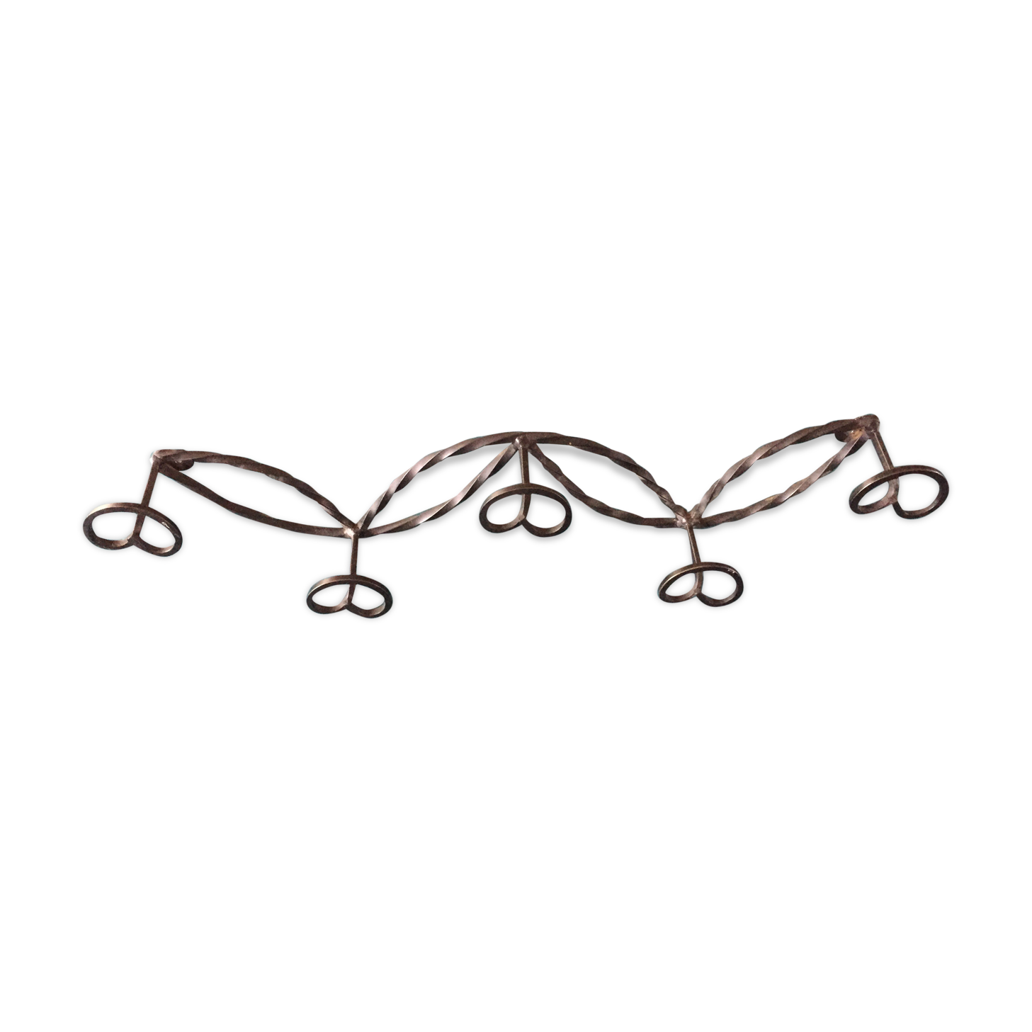Vintage wrought iron coat/patère with 5 hooks