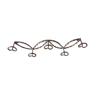 Vintage wrought iron coat/patère with 5 hooks