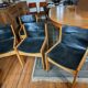 4 Ibisco wood and leather chairs