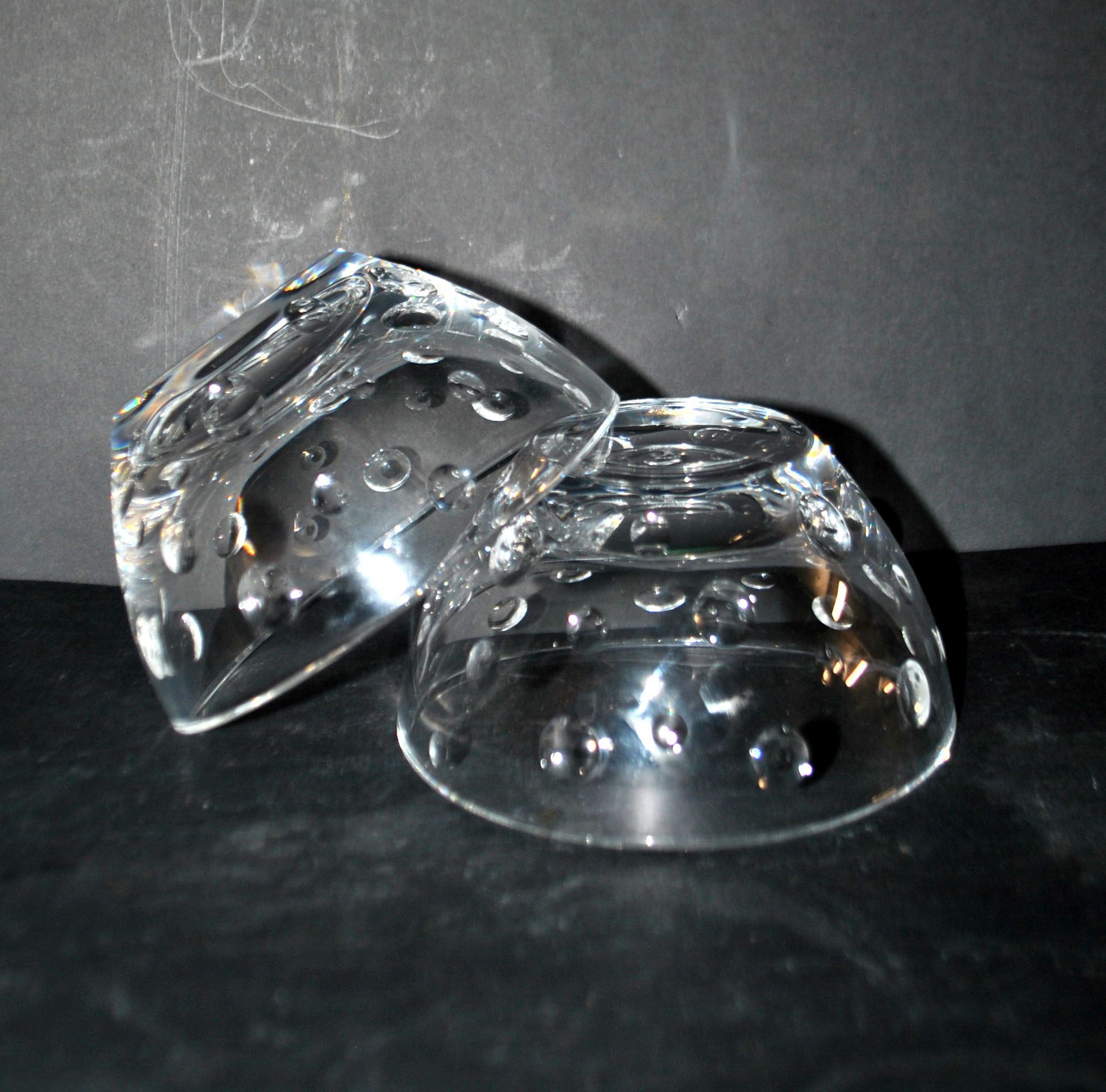 Cristal jg durand set of 2 cut crystal bowls with bubble dots