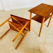 Vintage Danish mid-century teak and oak bedside tables by Næstved Møbelfabrik