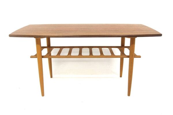 Table basse scandinave en teck et en chêne, Suède, 1950