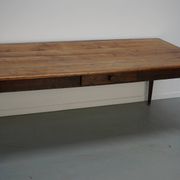Table à manger en chêne de ferme rustique française du début du 20e siècle