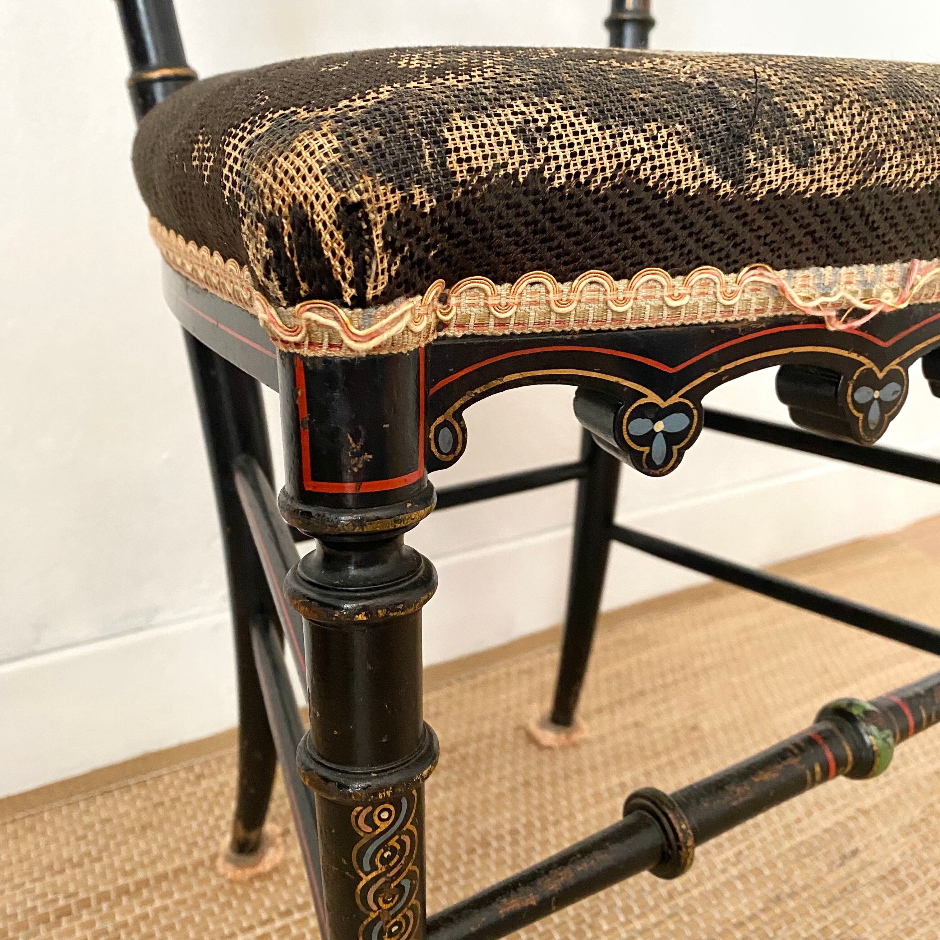 Antique chair napoleon III tapestry and painted wood