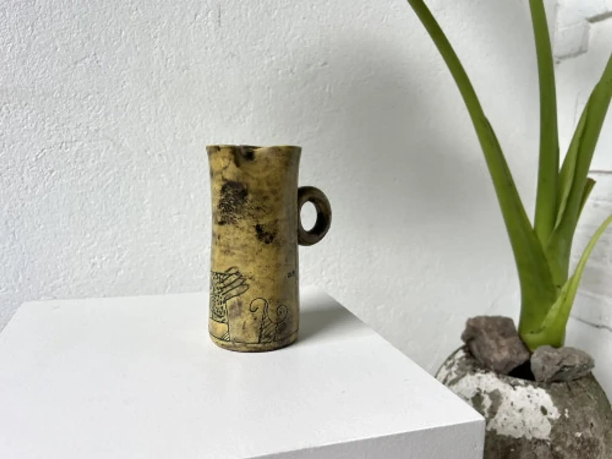 Jacques Blin: Yellow glazed ceramic jug