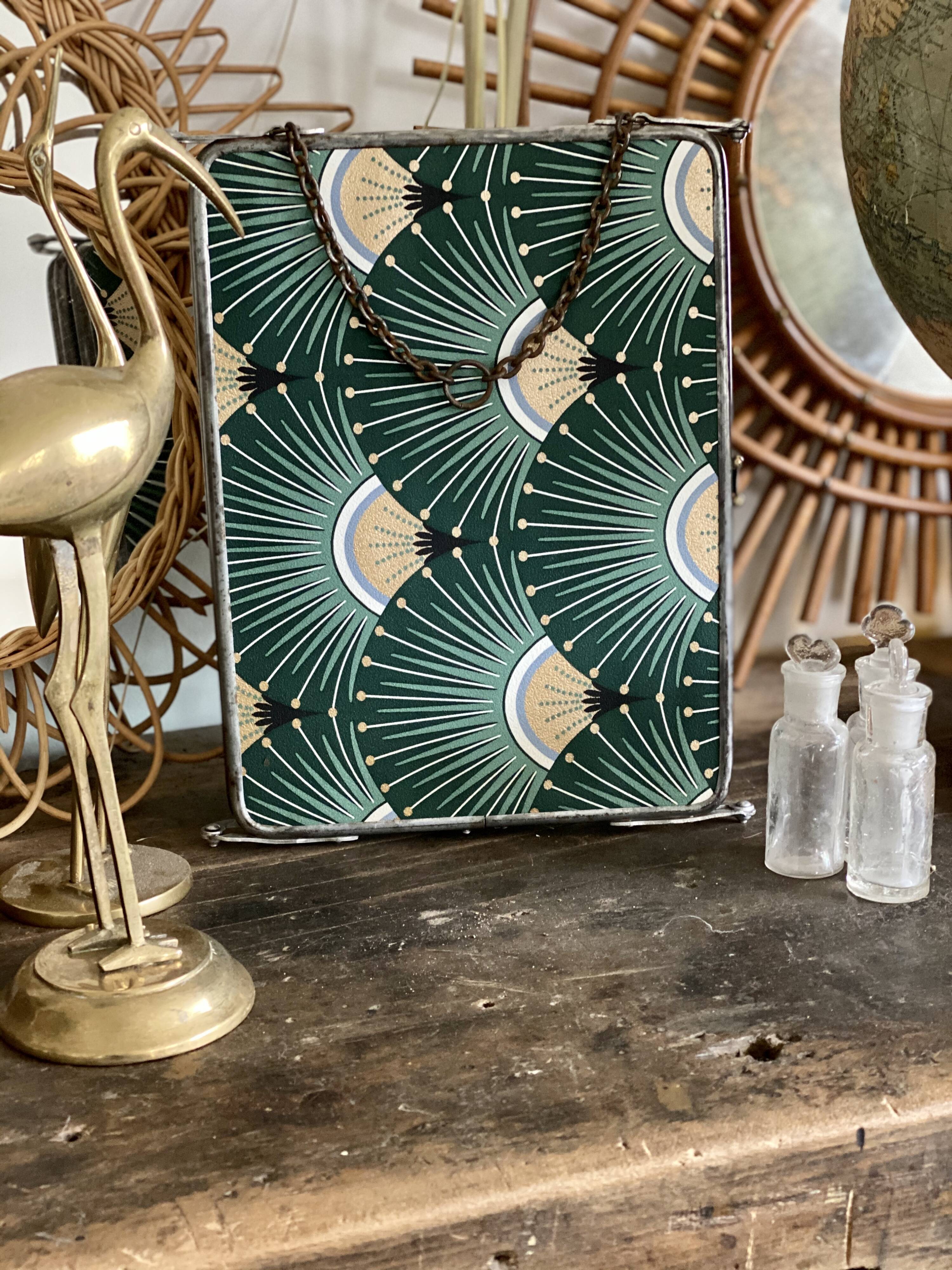 Vintage triptych barber mirror