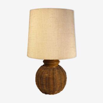 Rattan table lamp and fabric