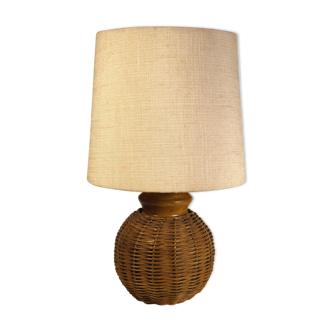 Rattan table lamp and fabric