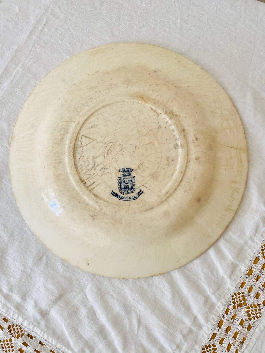 Antique opaque porcelain plates from Gien, Provençal model