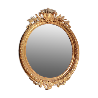 Old large oval golden mirror 81x116cm