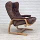 1970s, Scandinavian adjustable armchair, furniture leather, bentwood.