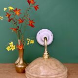 Vintage angled wall lamp with pale yellow Clichy glass shade