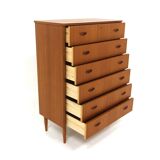 Scandinavian "tallboy" chest of drawers in teak, Sweden, 1960