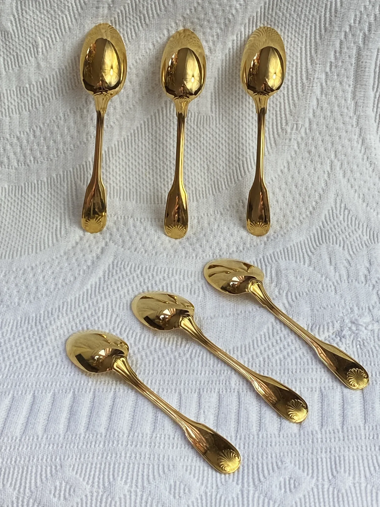 Moka spoons, gold metal, Vendôme model by Christofle