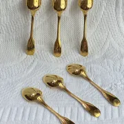Moka spoons, gold metal, Vendôme model by Christofle