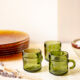 3 tasses à café vintage en verre vert
