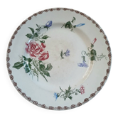 Plat ancien en terre de fer polychrome