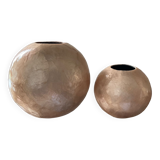 Duo of vintage mother-of-pearl vases