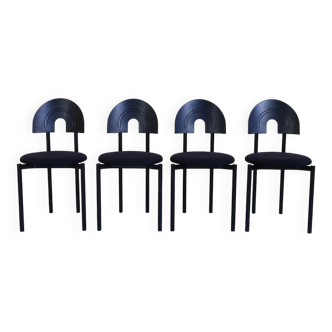 4 chaises de salle à manger postmoderne par Kembo, années 1990