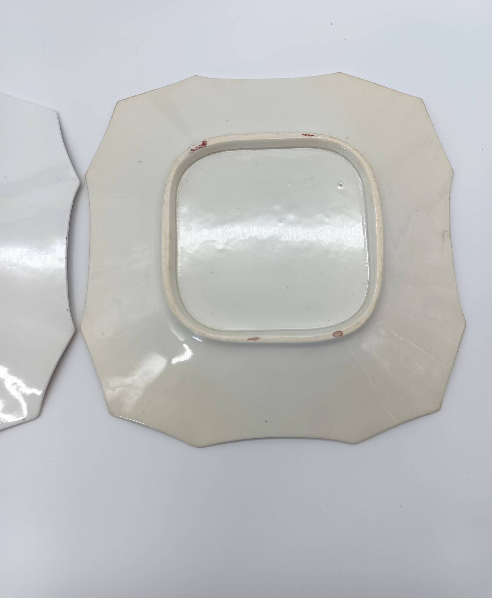 Pair of Square Plates Porcelain from Paris Cobalt and Gold Empire Style