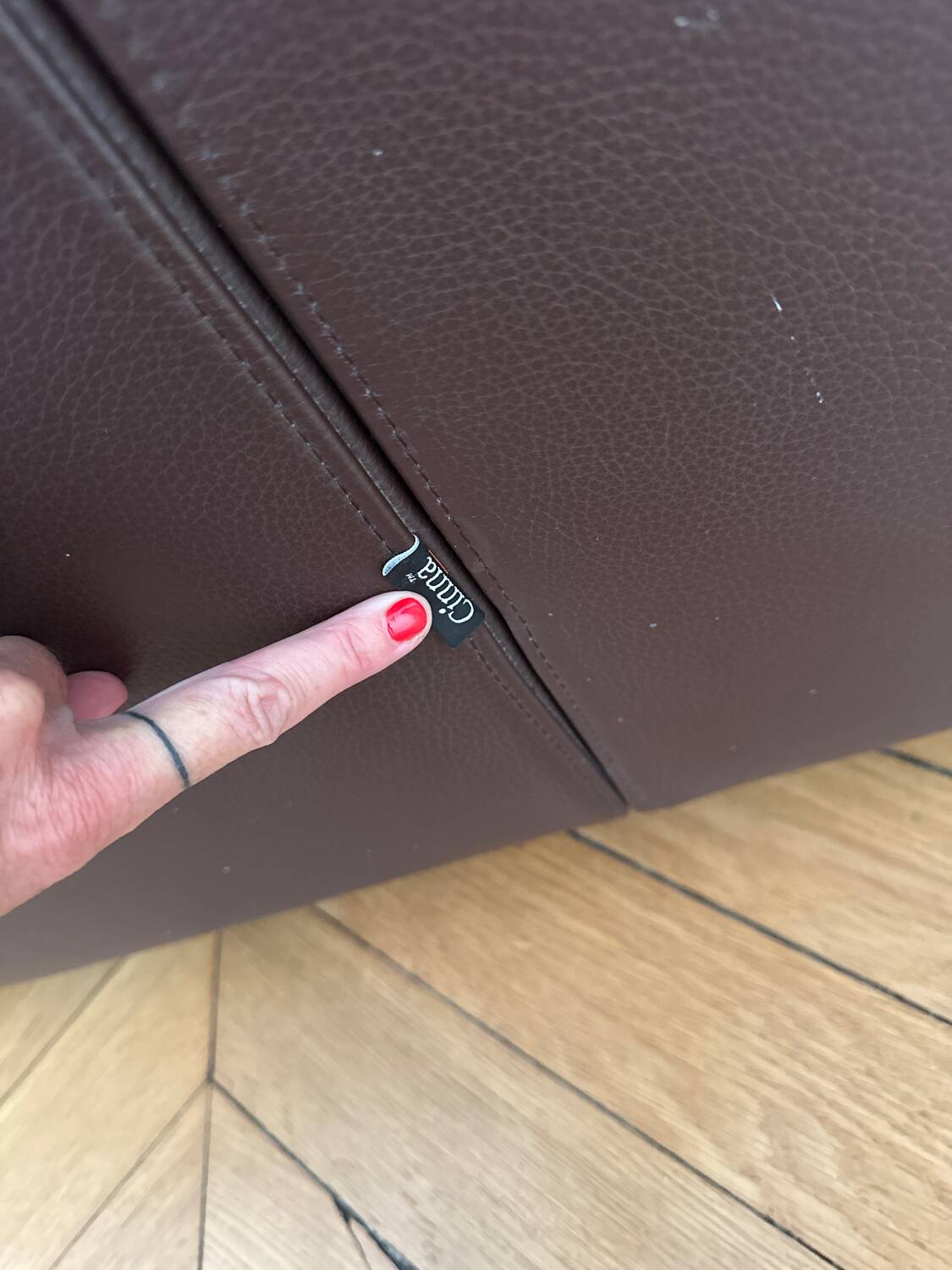 CINNA Brown leather sofa 4 seats Exclusive model Didier Gomez