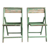 Pair of folding wooden children's chairs La Continentale Belgium - vintage