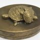 Bronze brass turtle box Decorative jewelry box vintage 50s oval lid