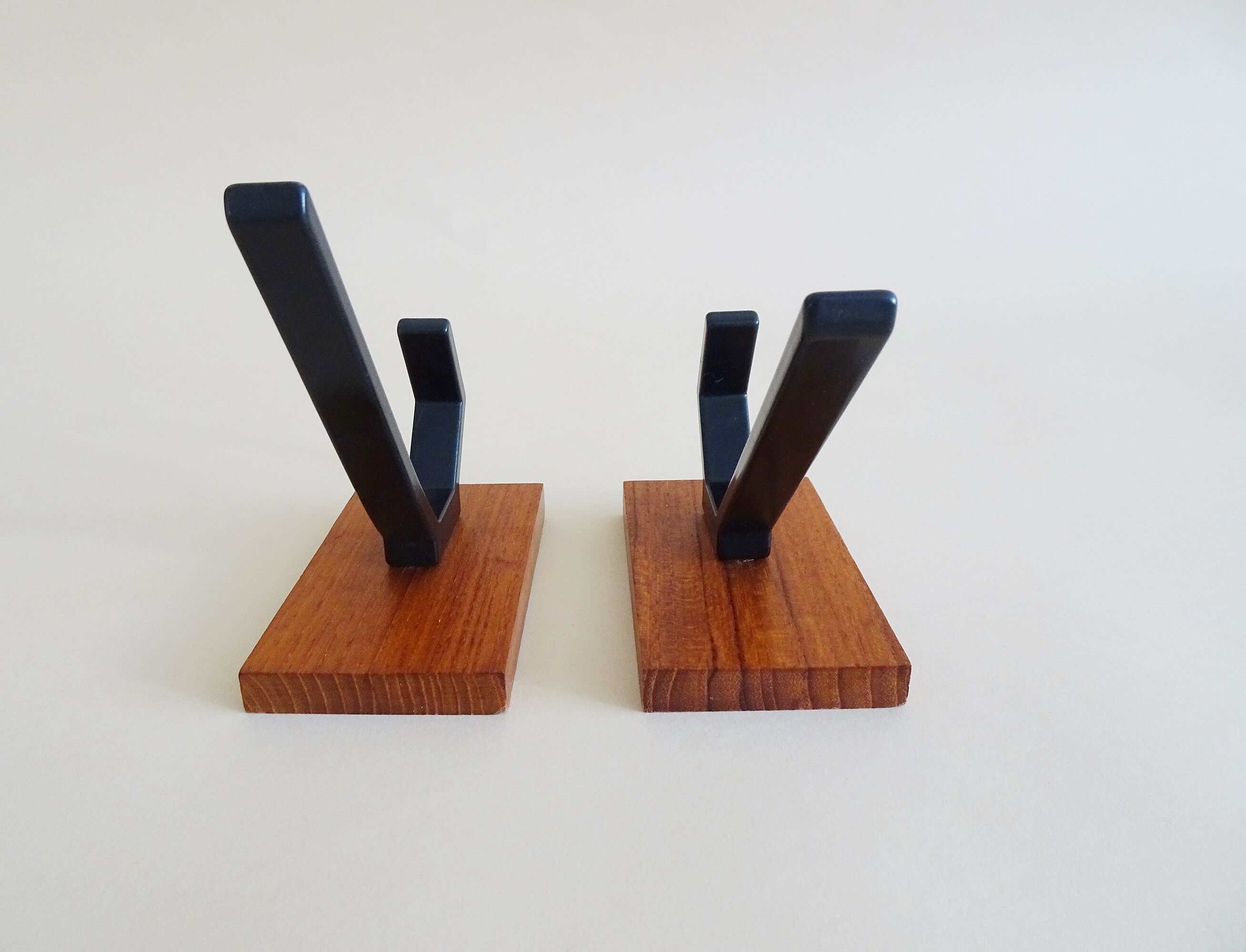 Vintage teak wall hooks, mid century coat hooks