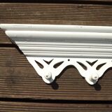 Vintage French White Shabby Chic 6 Peg Coat Rack with Shelf Cut-Out Detail