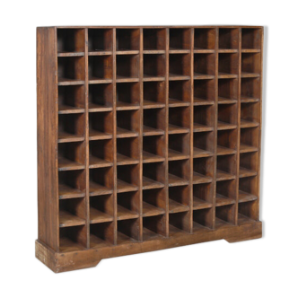 Meuble de rangement étagères 64 casiers marron vieux teck Inde