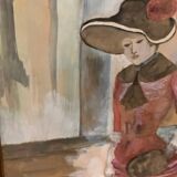 Grande Aquarelle Encadrée - Une Élégante - Signée période 1900