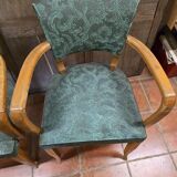 Pair of bridge armchairs in decorated skai