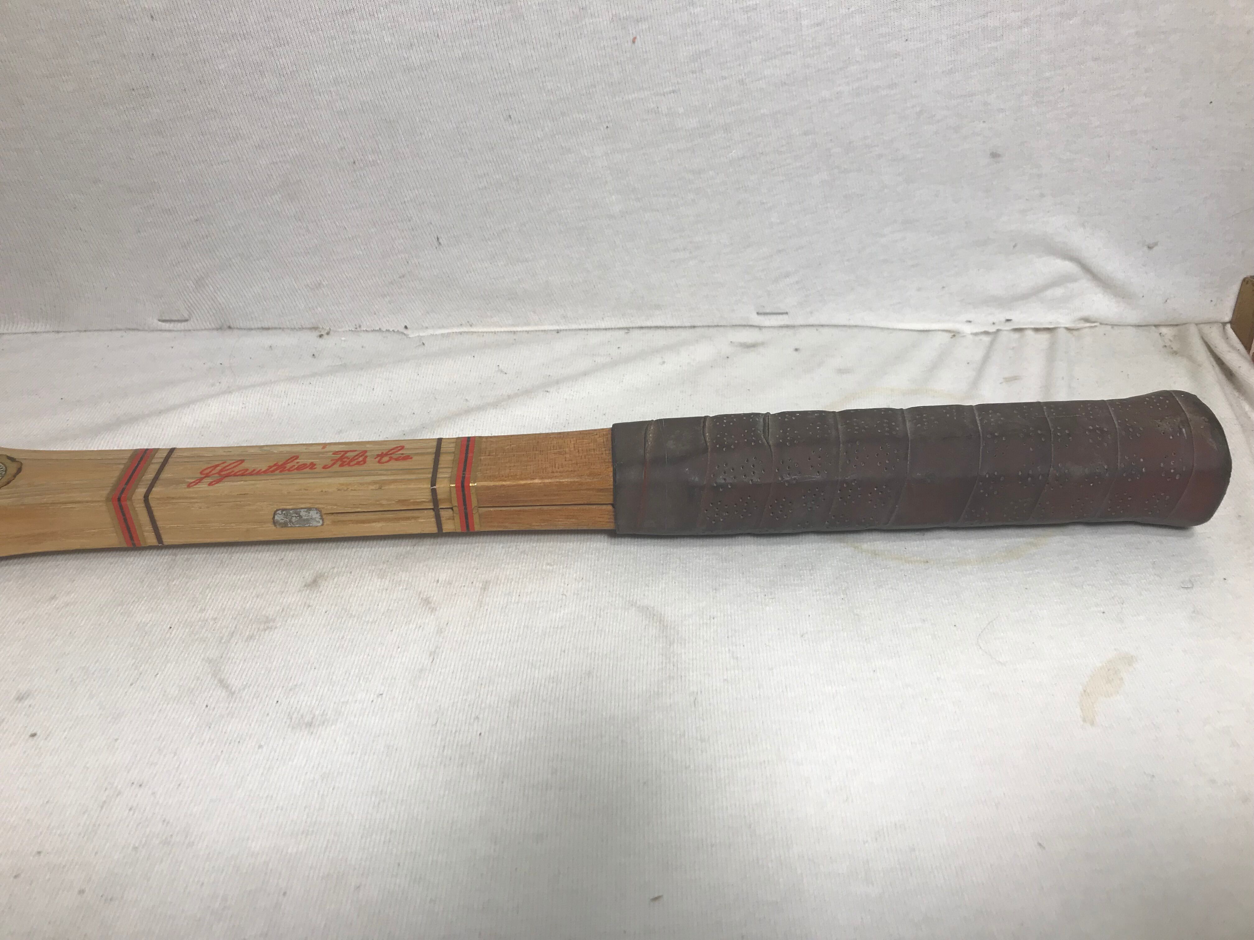 Old tennis racket J. Gauthier versailles wood + leather + protection wood
