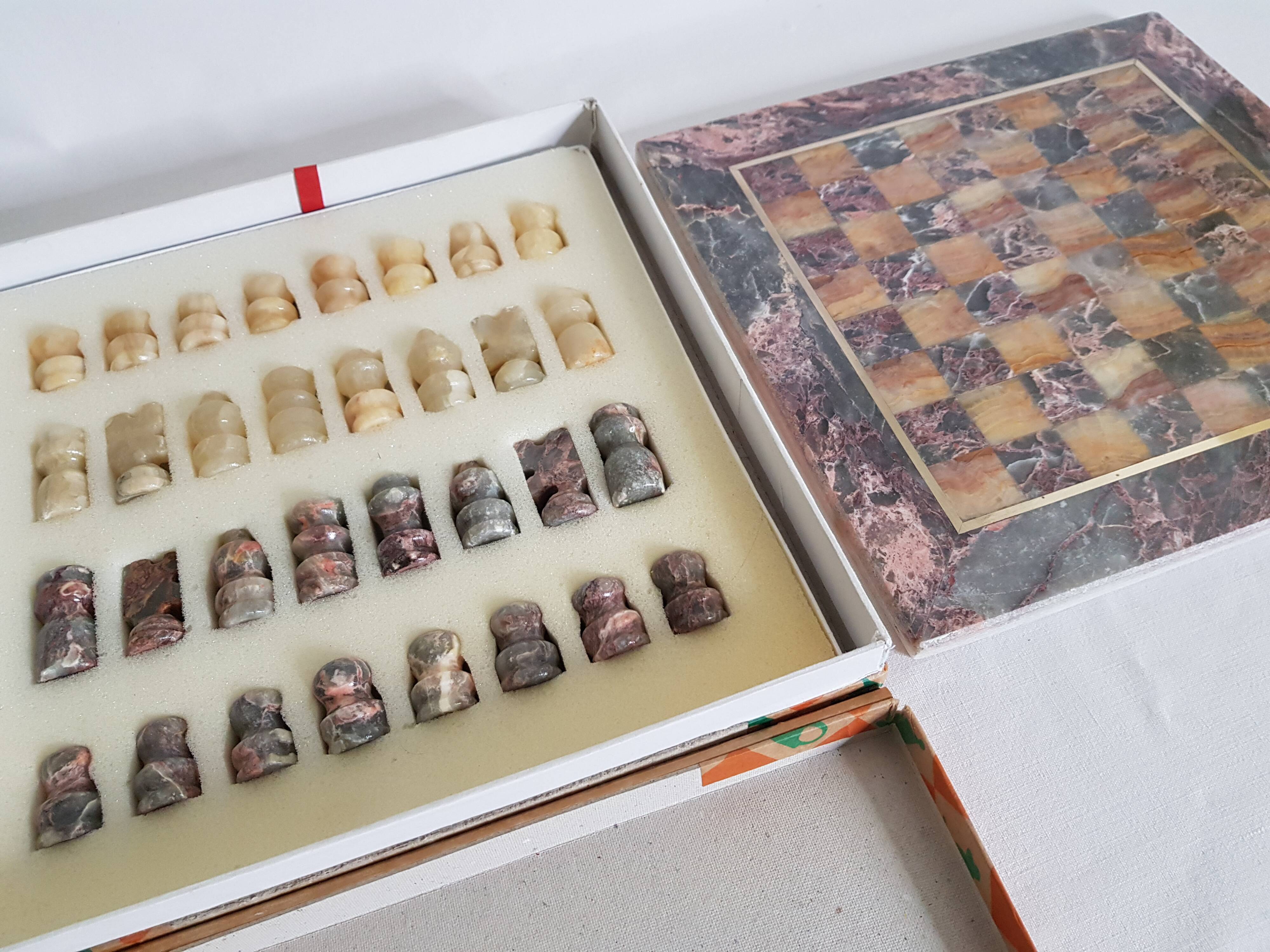Chess game with vintage onyx board