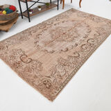 5x9 hand knotted brown vintage tapis rug, 276x160cm